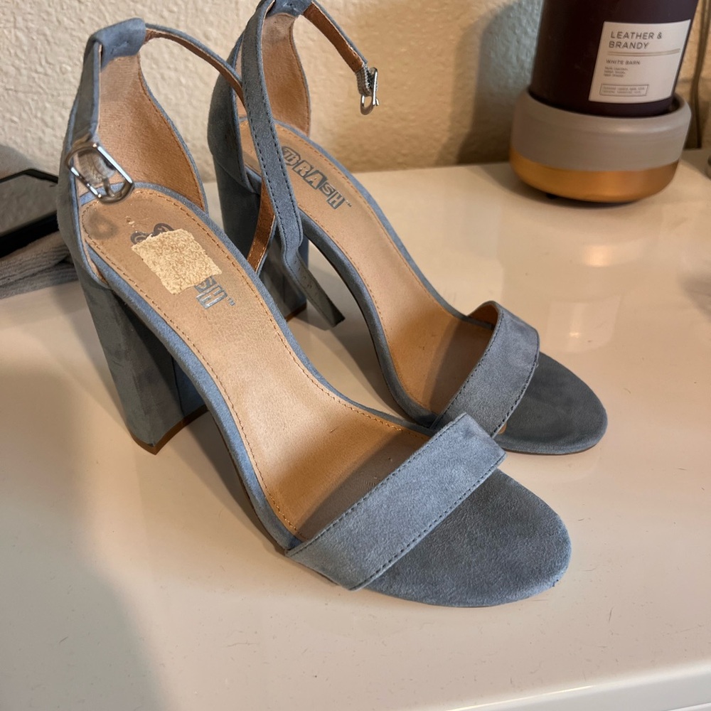 Brash Blue Heeled Sandals with Ankle Strap